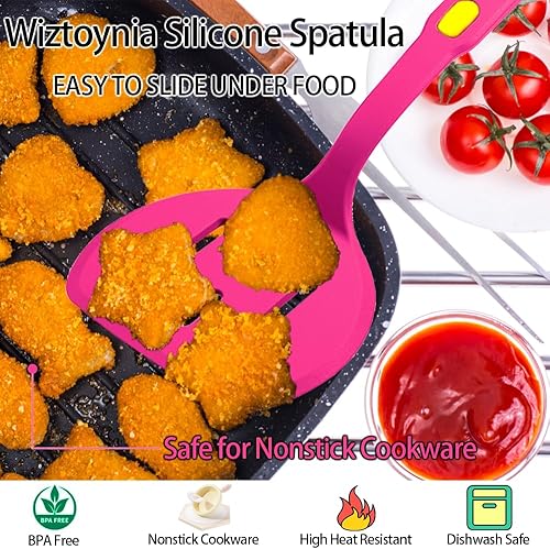 Miniatura 2 de Juego de 3 espátulas de silicona resistentes al calor de 600 F para utensilios de cocina antiadherentes, utensilios de cocina grandes y flexibles