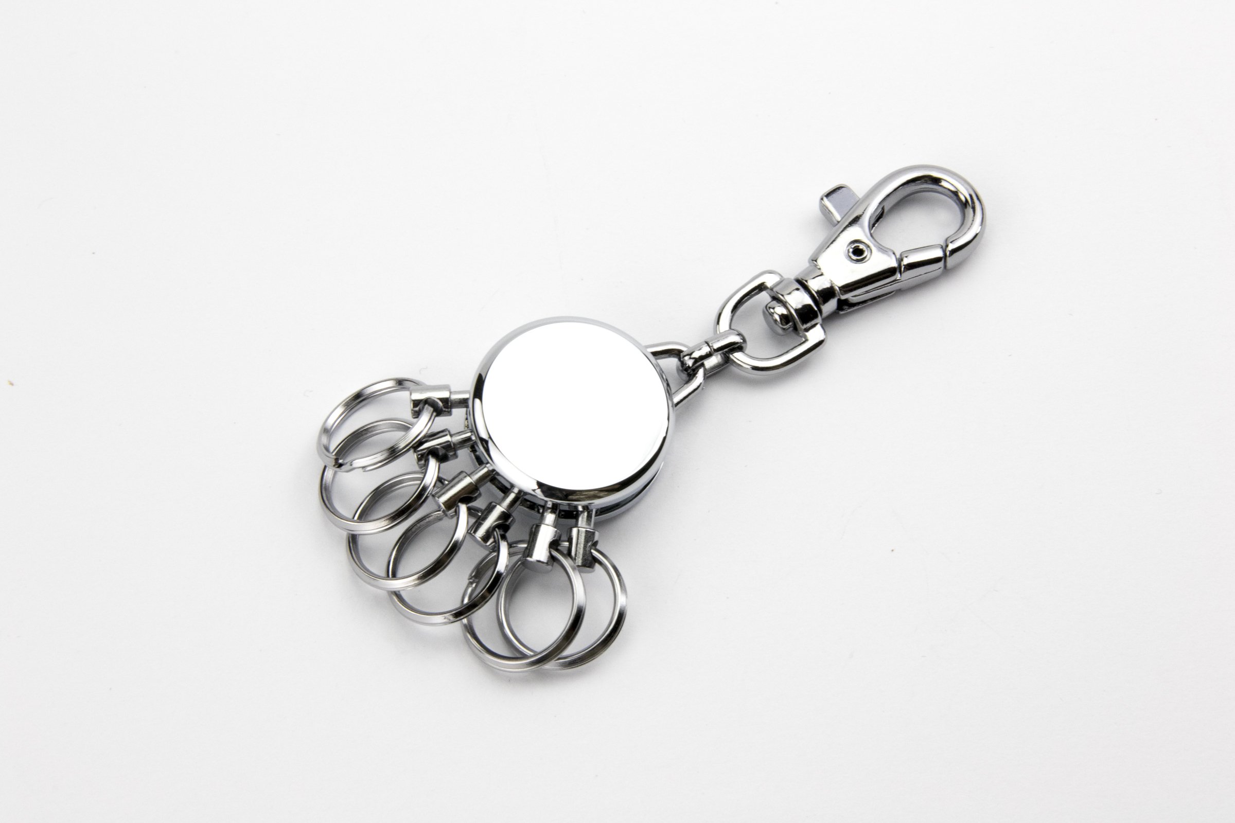 TROIKA KEY CLICK – KR8-02/RG – Portachiavi con pratica chiusura „clic – 3 anelli – chiusura – pelle/similpelle/metallo – nero, oro rosa – TROIKA-originale