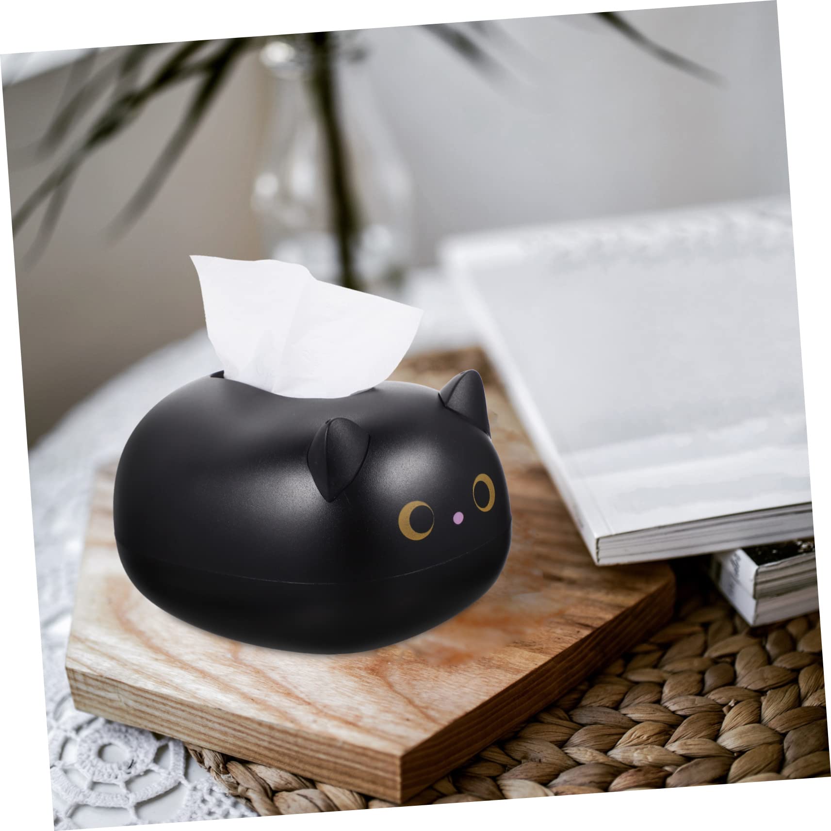 Porte-mouchoirs Décoratif Chat Noir en Résine, Étui à Mouchoirs Résistant à l'usure, Accessoire Maison Pratique pour Salle de Bain et Bureau, Boîte à Mouchoirs pour Décoration