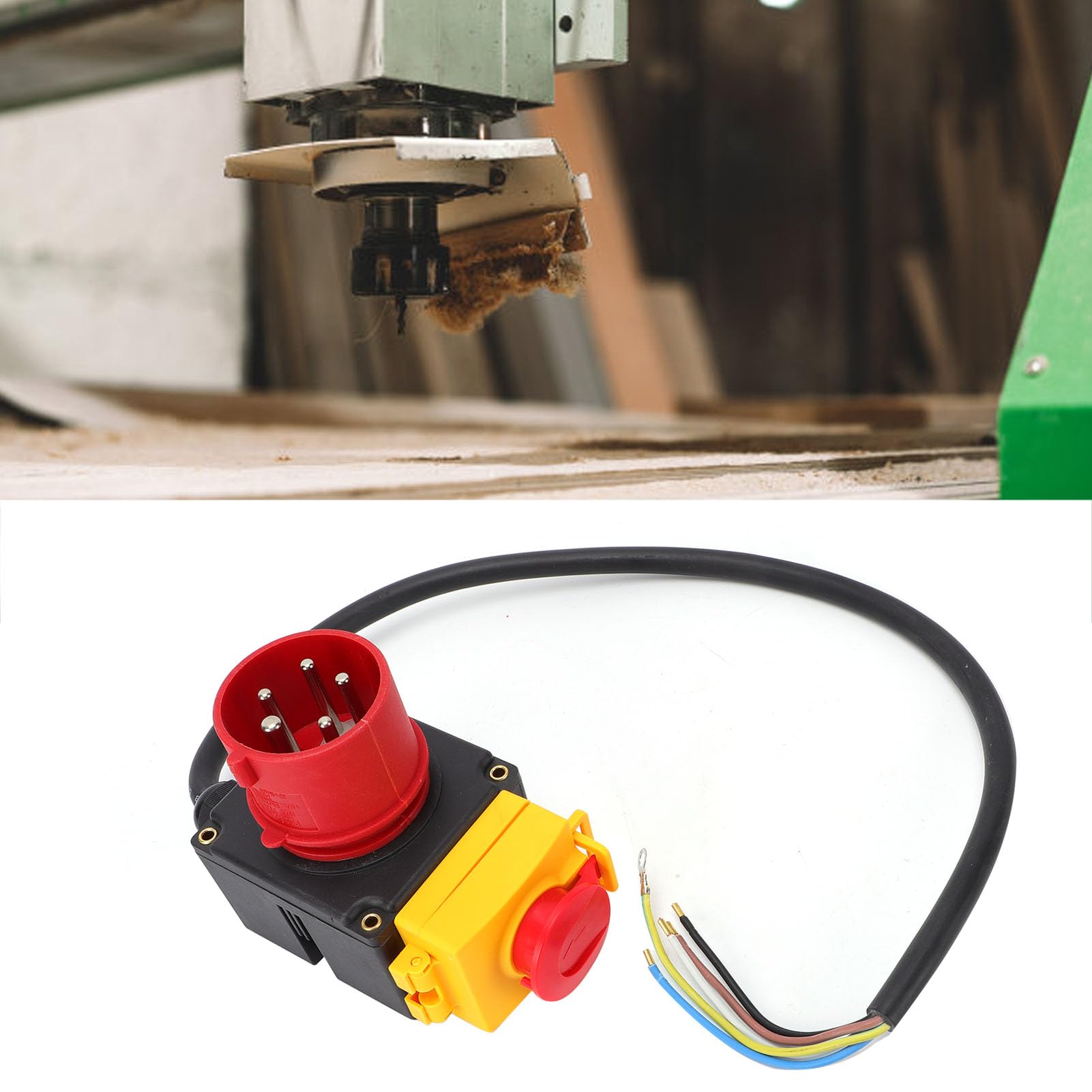 Interruptor de Seguridad Electromagnético Industrial Botón de Encendido y Apagado Trifásico Duradero para Maquinaria de Carpintería con Función de Parada de Emergencia para Herramientas