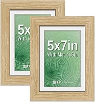Vista 78 de VCK Paquete de 2 portarretratos de 8 x 10 pulgadas, roble natural, madera de alta gama con vidrio templado, para fotos de 5 x 7 pulgadas