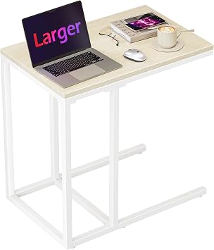 HOMIDEC Side Table, C Shaped Small Table with Four Rod Metal Frame, 55x35cm