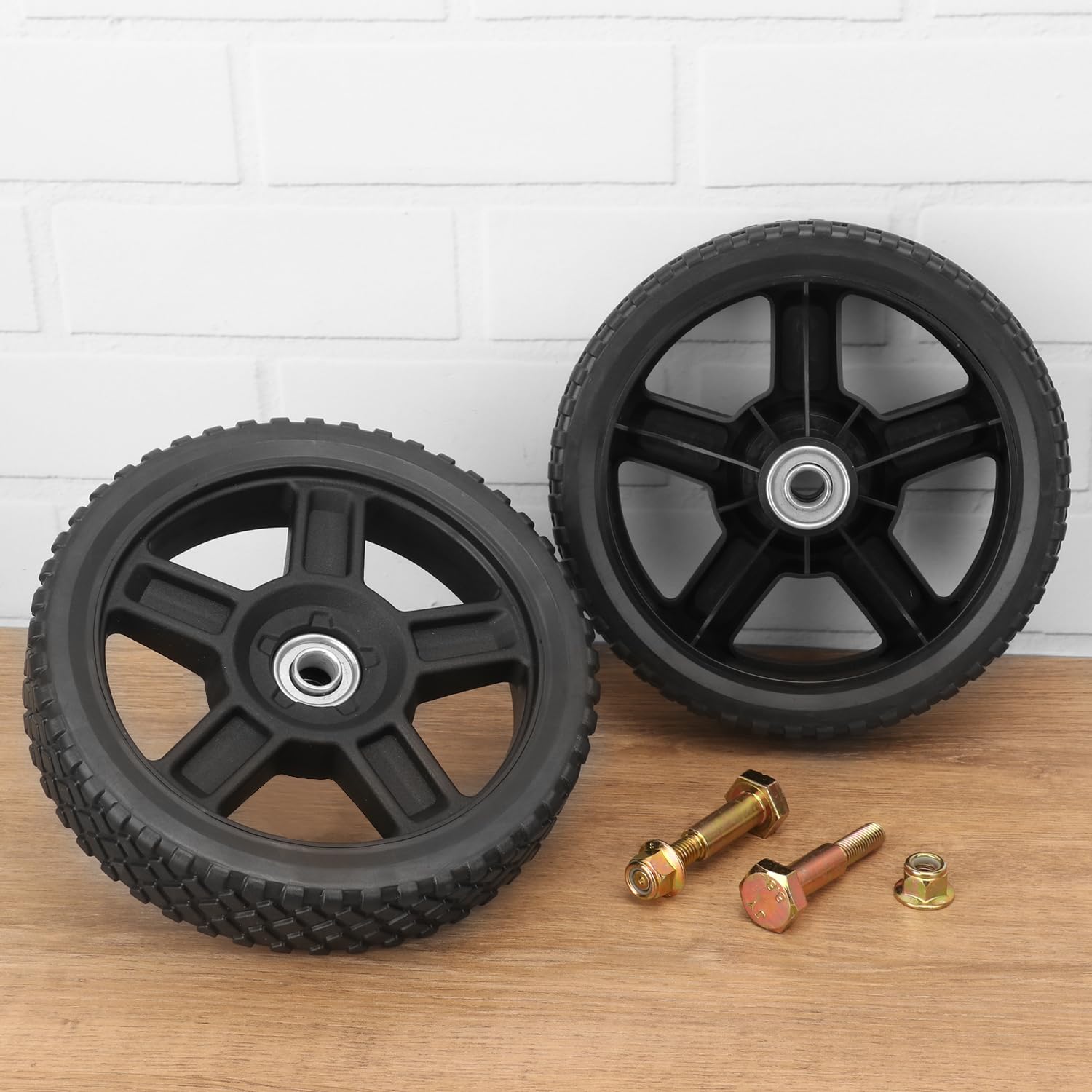Paquete de 4 ruedas para cortacésped, 8 x 1.75 pulgadas, kit de ruedas para cortacésped, ruedas de silla de ruedas, cortacésped de empuje, se adapta a la mayoría de cortadoras de césped