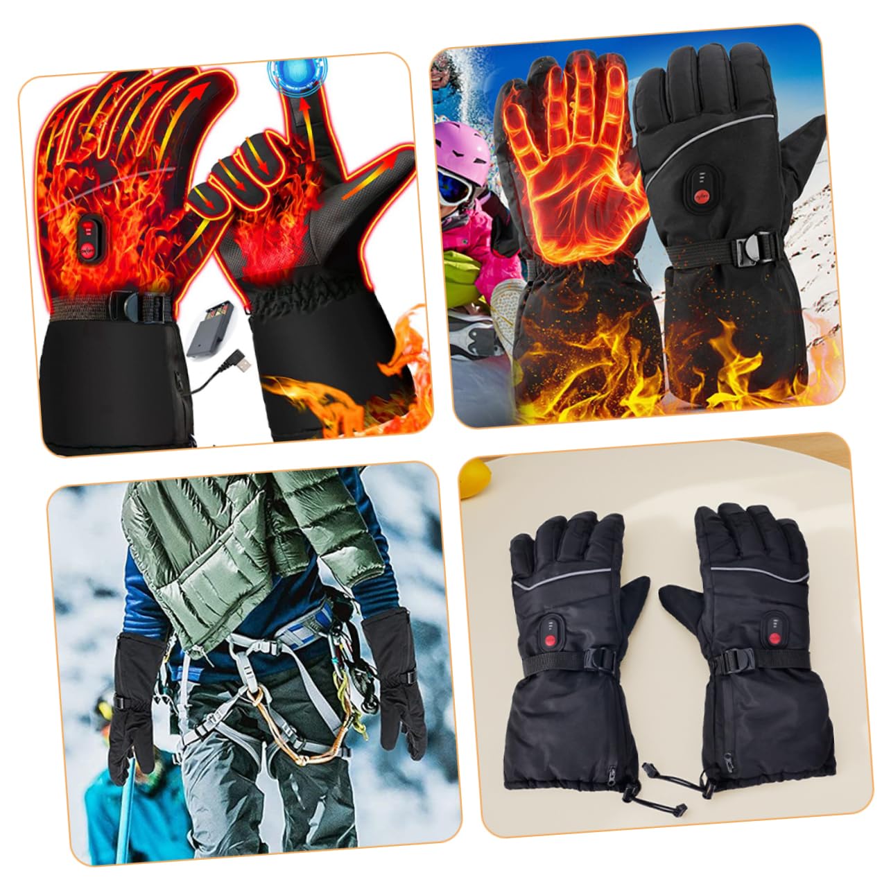 Guantes De Esquí Eléctricos Térmicos para Hombre Resistentes Al Viento Impermeables para Esquí Invierno Cálidos y Recargables para Exteriores