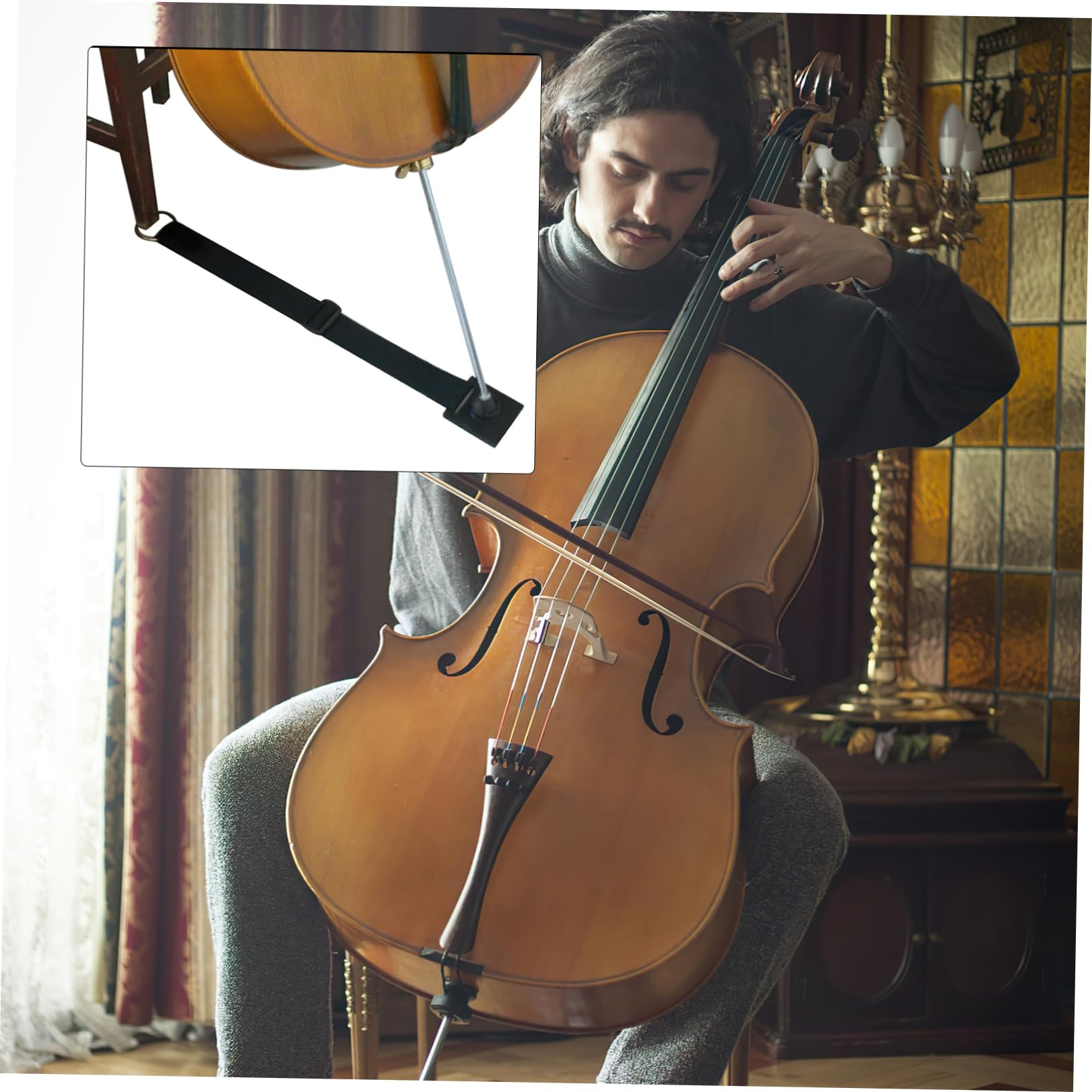 Garneck Ancla Ajustable Para Violonchelo y Contrabajo Tapete Antideslizante Compacto Para Uso Durante Conciertos