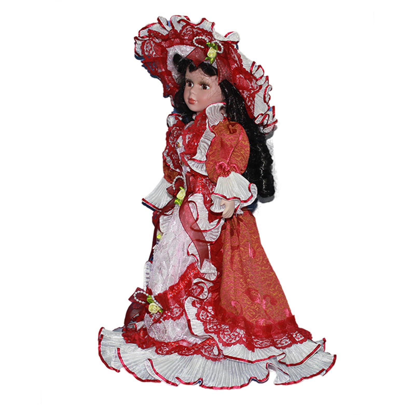 ljhnba Artistic Triangel Porcelain Dolls Collectible Toy Golden Bowknot Sequins Unique Porcelain Dolls Figure Home Decors