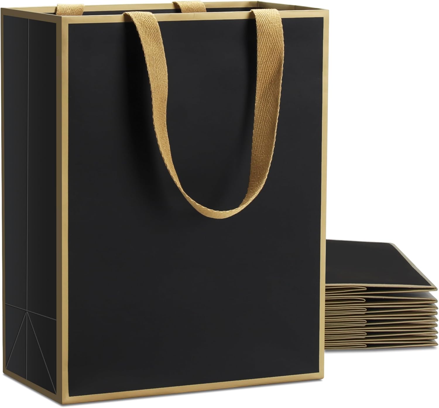 YACEYACE Black and Gold Gift Bags, 10Pcs 8"x4.25"x10