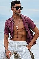 Vista 50 de JMIERR Camisas de vestir a rayas con botones y manga corta para hombre