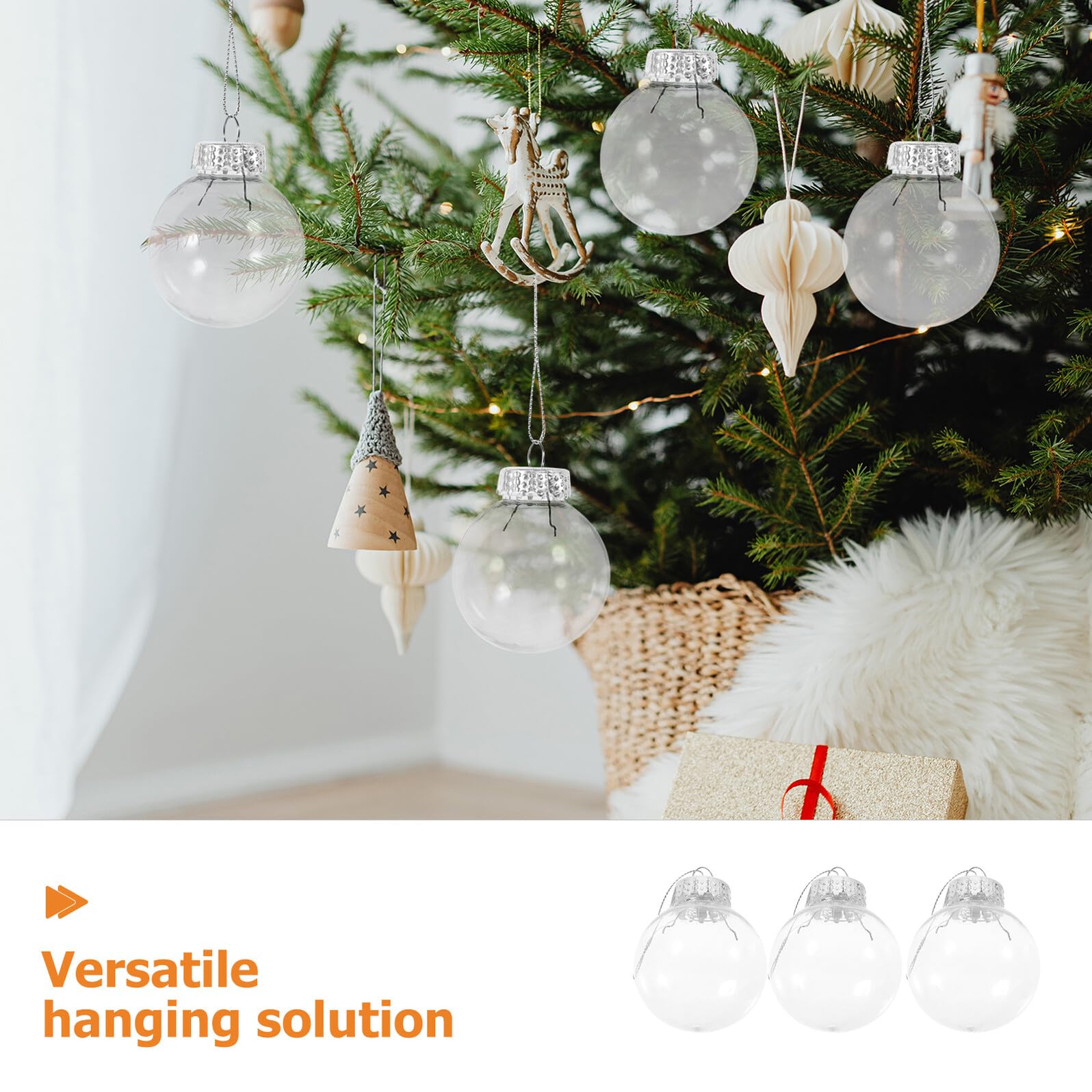 TEHAUX 30piezas Bolas Rellenables Transparentes para Decoración Navideña Adornos Colgantes de Plástico Irrompible para Manualidades Adecuado para Fiesta de Boda y Esferas de DIY