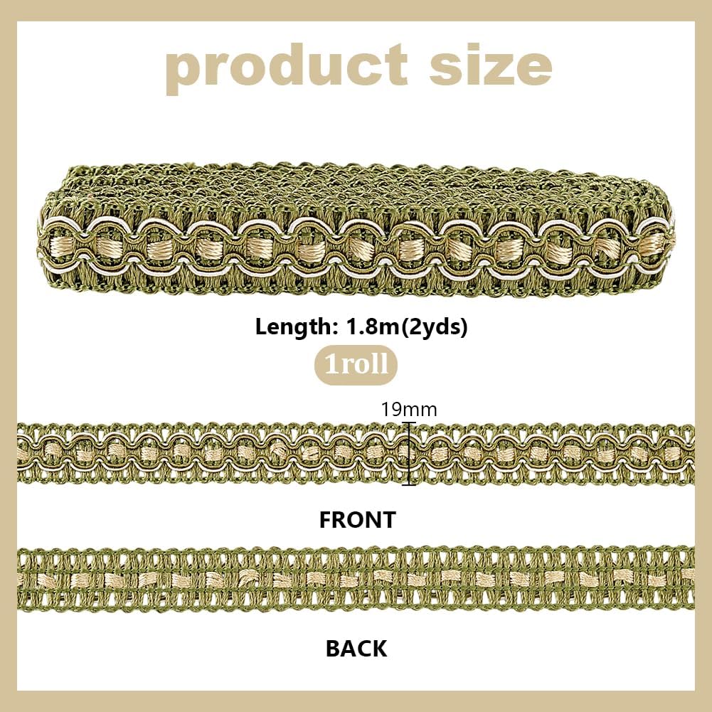 PH PandaHall 12 Yards 6 Colors Gimp Braid Trim, 3/4 inch Upholstery Trim Fabric Trim Fringe Trim Ribbon Polyester Fringe Trim for Costume DIY Crafts Sewing Curtain Home Lamp Shade Decoration