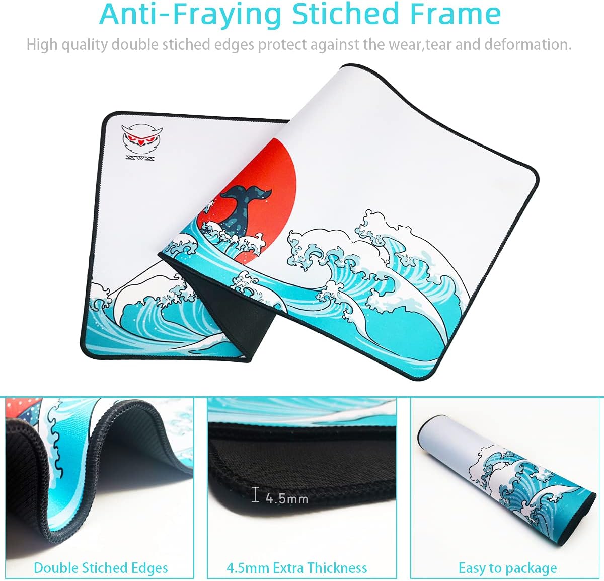 XVX Large Mouse Pad, Coral Sea Gaming Mouse Pad, Waterproof Big Desk Pads 27.6 x 11.8 Inches, Non-Slip Rubber Table Mat for Office Laptop PC Gamer, Kanagawa Surfing MousePads