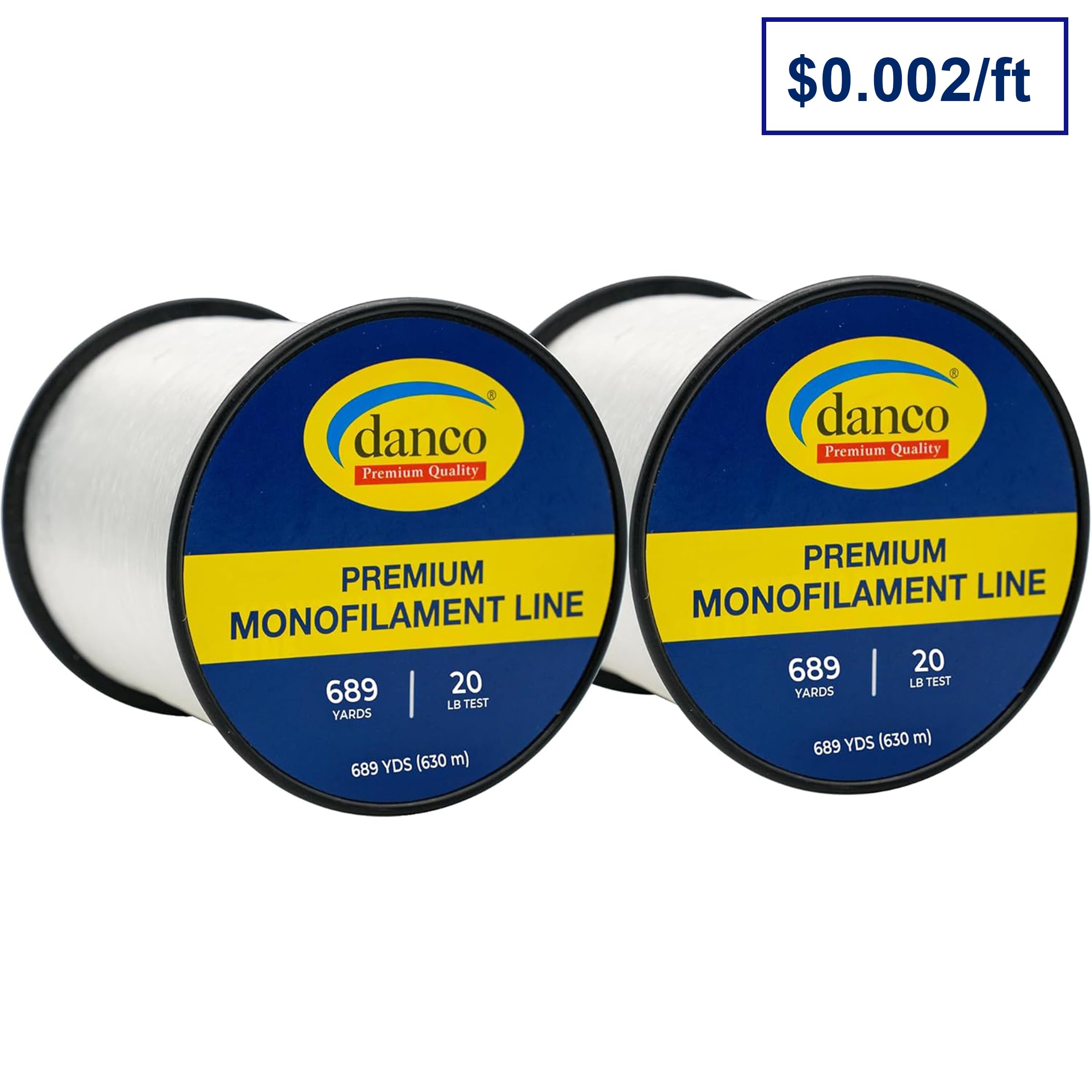 2 Pack 20lb Monofilament Line -1378 Yards Total (689 yds per Spool) - Clear Fishing Line, Freshwater & Saltwater, Strong Abrasion Resistant with Low Memory