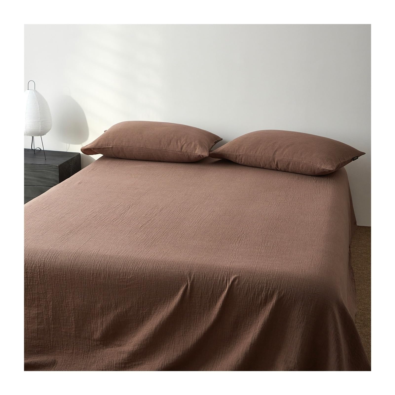Drap plat en coton marron 245x250cm pour sublimer votre chambre double