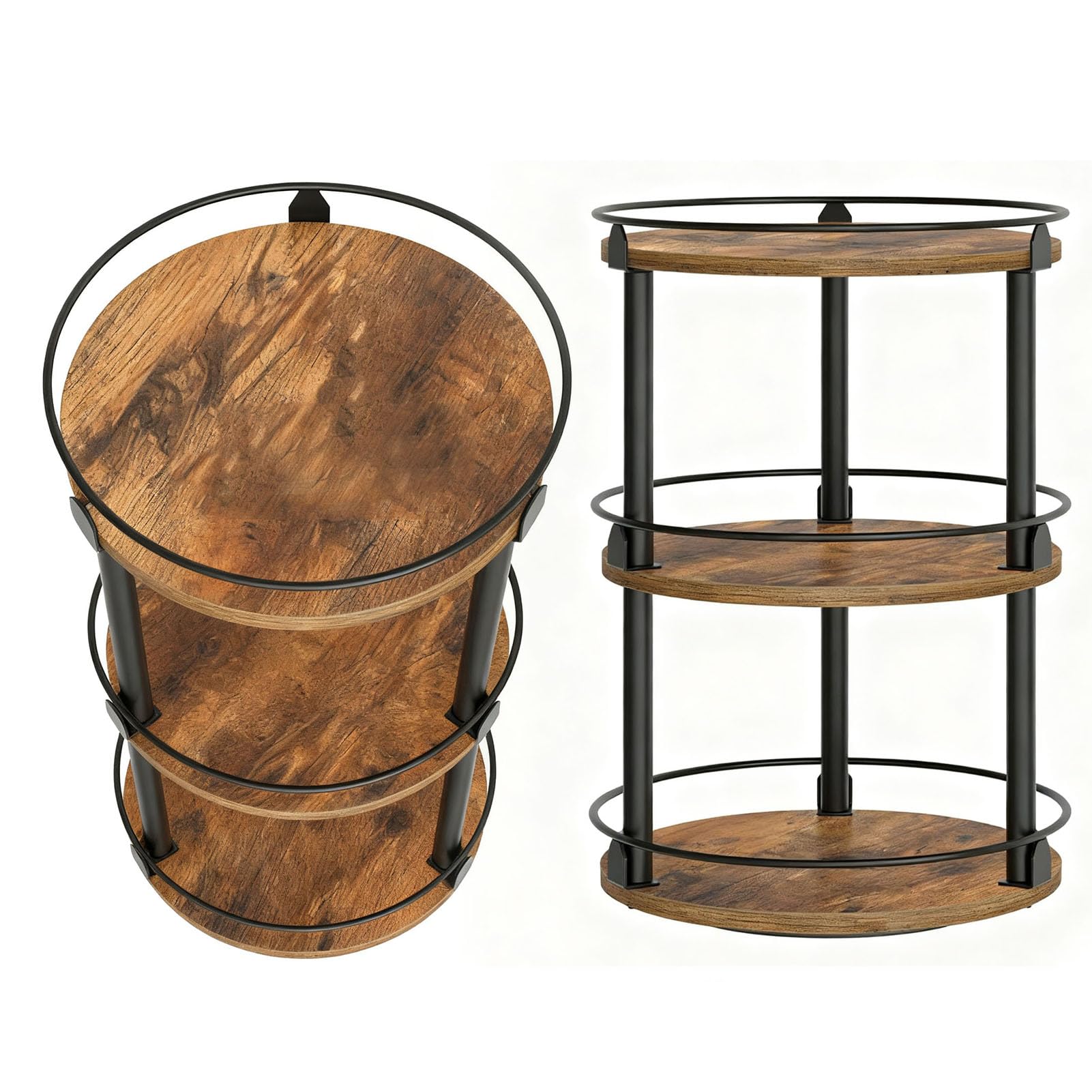 CHICIRIS Portagiratorio per Condimenti con Design a 3 Livelli (Metal Wood)