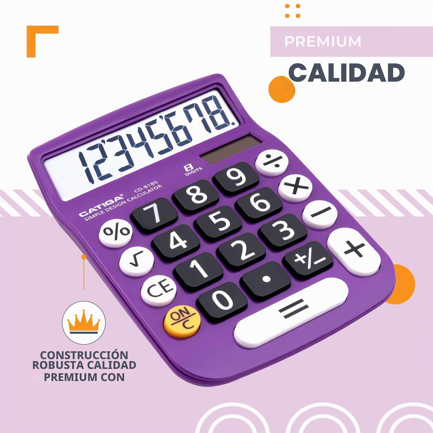CATIGA Calculadora de Escritorio de 8 dígitos con energía Solar y Pantalla LCD, para el hogar, Oficina, Escuela, Clase y Negocios, 4 Funciones pequeñas básicas