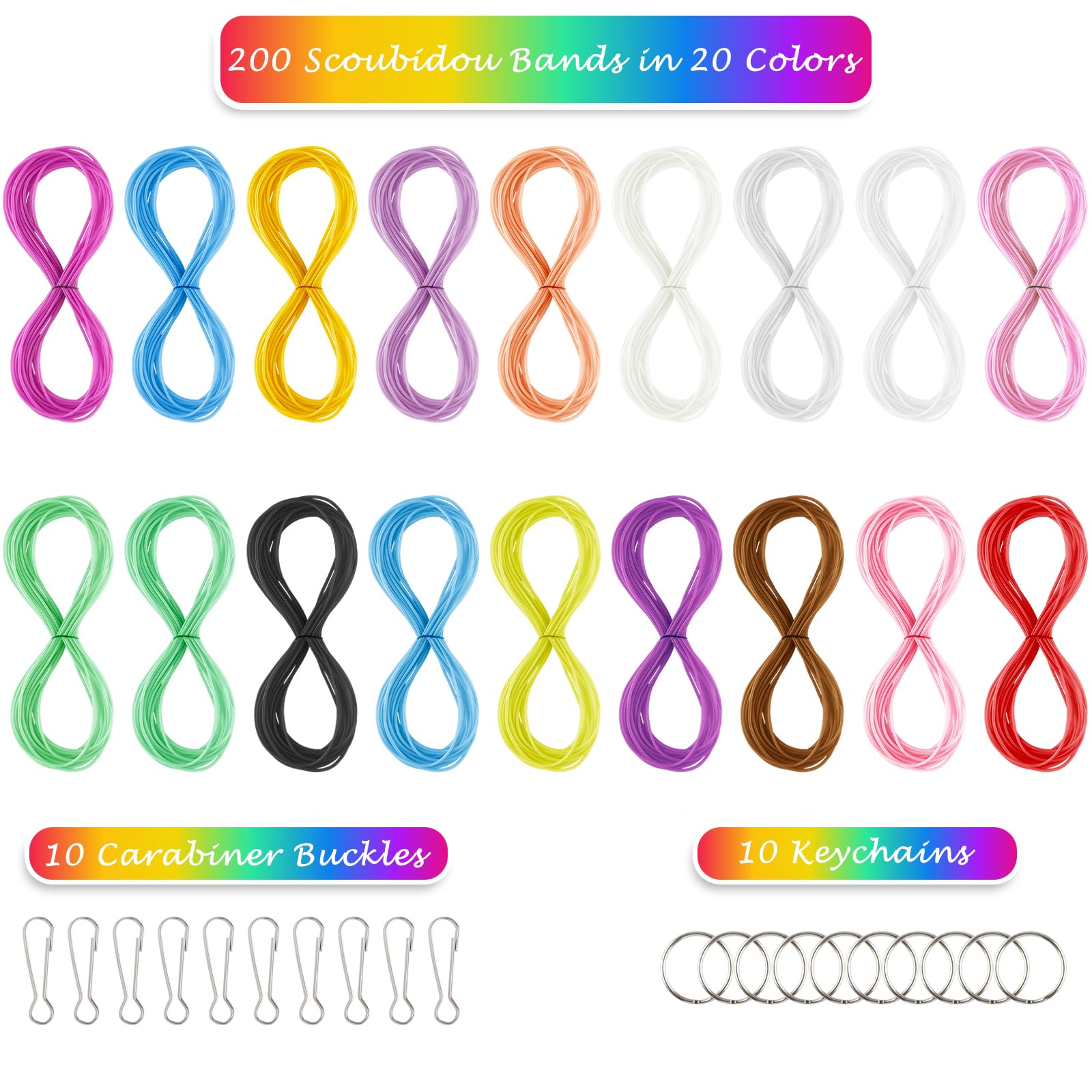 Beihre Scoubidou Fili 200 Pezzi Colorati Plastica e Tessuto per Bracciali Pendenti Collane Portachiavi
