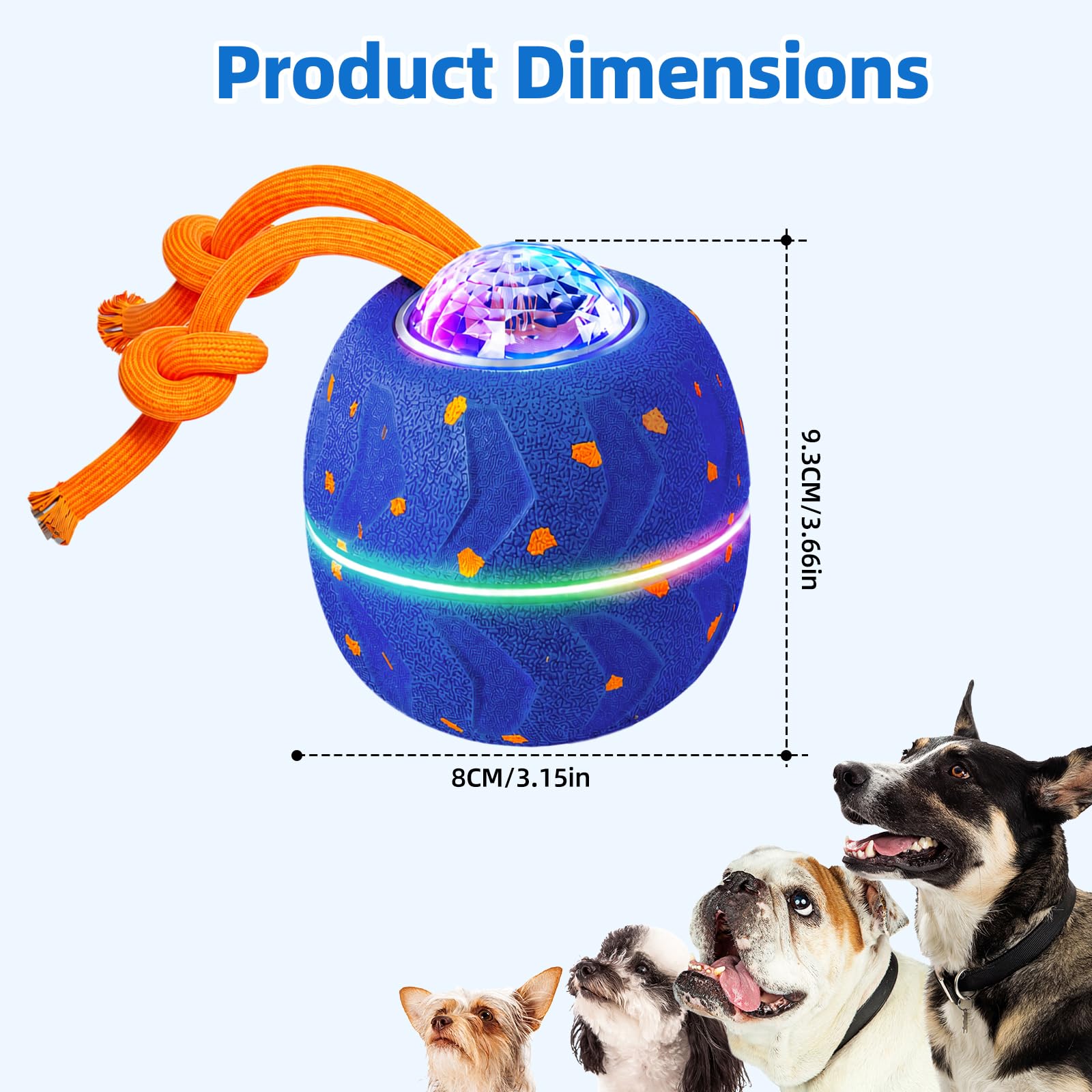Balle Interactive pour Chien - Wicked Ball Rolly avec Queue & Aboiements, Jouet Intelligent pour Chien avec 3 Modes, E-TPU, Rechargeable USB-C, Lumières RVB, pour Chiens de Taille Moyenne à Grande