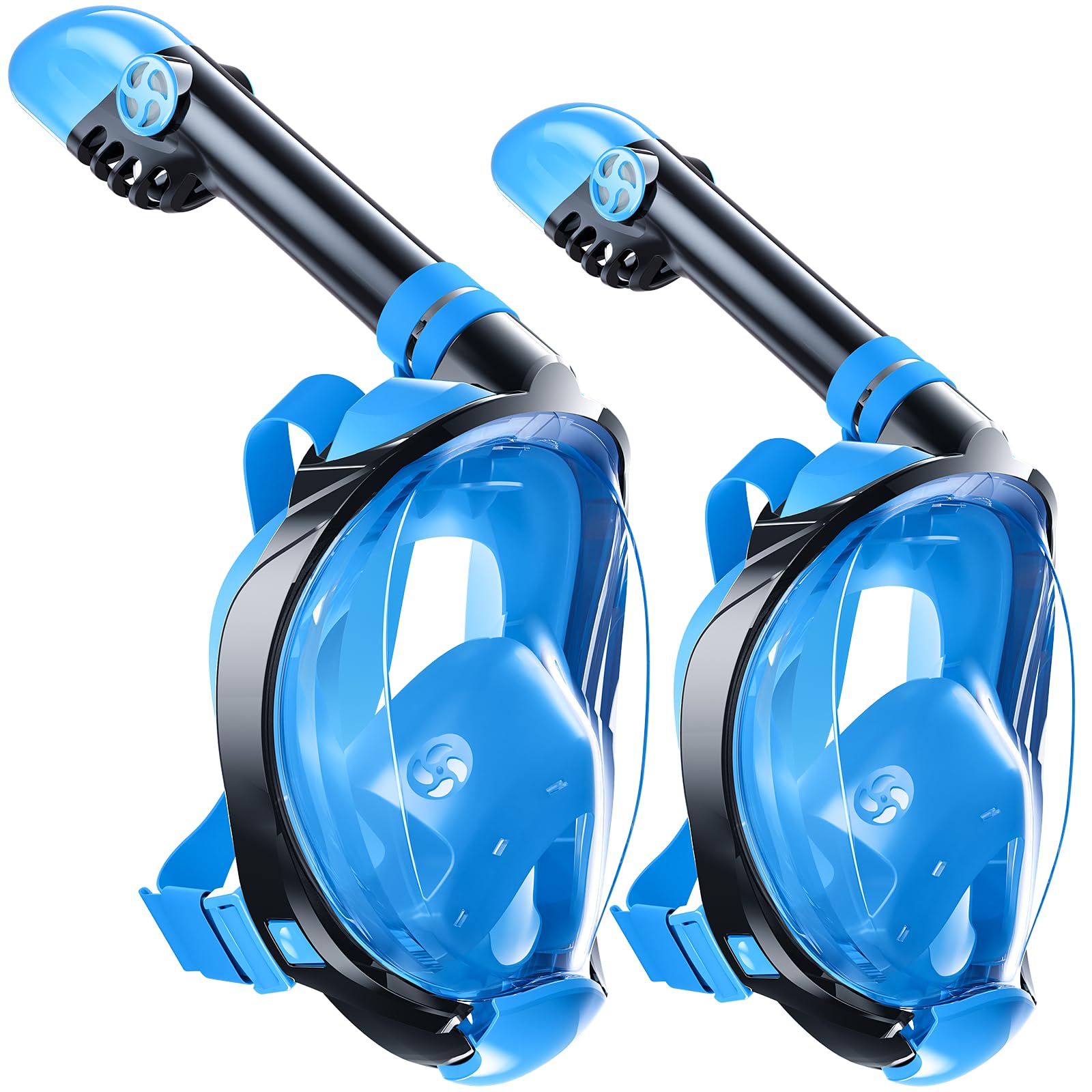 Greatever G2 Adults Kids Full Face Snorkel Mask 2 Pcs,Snorkeling Gear with Latest Dry Top System,Foldable 180 Degree Panoramic View,Safe Breathing,Anti-Leak&Anti-Fog Snorkeling Mask with Camera Mount