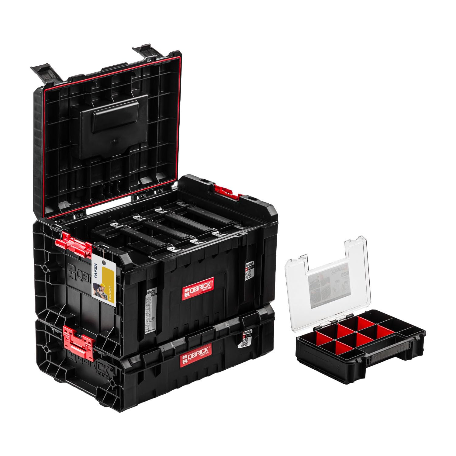 Werkzeugkasten mit zusätzliche Fläche – 45 x 36,5 x 34 cm – Werkzeugkoffer mit 5x Sortimentskasten und Werkzeugkorb SET 2in1 Werkzeugkiste Transportbox Baustellen Kübel Premiumklasse