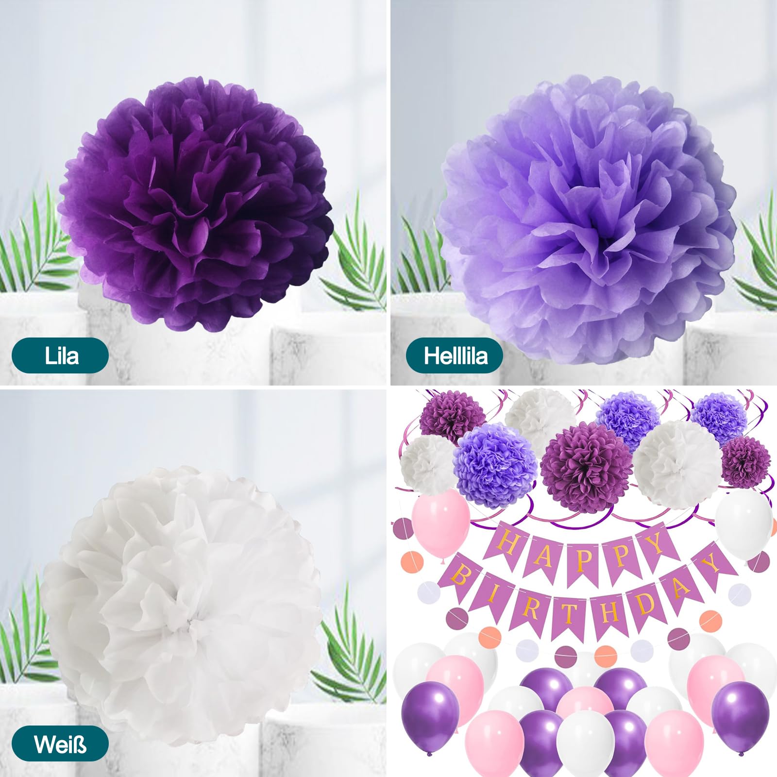 Pompon Di Carta Da Appendere A Forma Di Fiore – Arancione E Bianco – 12 Pezzi (6 Da 30 Cm E 6 Da 25 Cm) Per Feste E Matrimoni