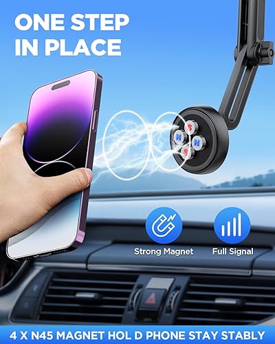 Miniatura 8 de IPOW Soporte magnético para automóvil, soporte magnético para salpicadero de automóvil, soporte magnético para parabrisas de teléfono para iPhone