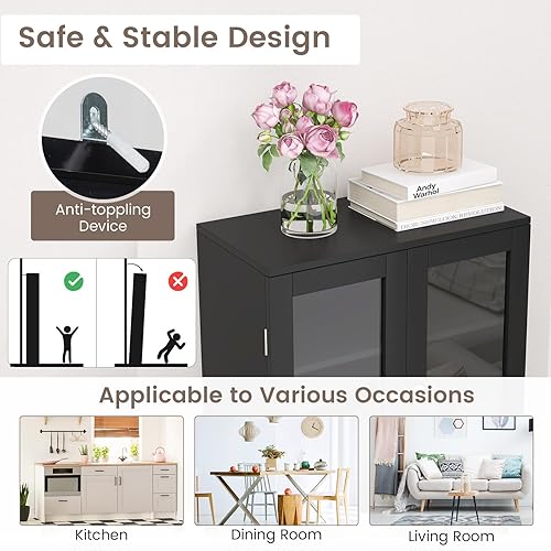 Miniatura 7 de LOKO Armario de almacenamiento de despensa de cocina de 63.5 pulgadas de alto, gabinete independiente de almacenamiento de alimentos con puertas de