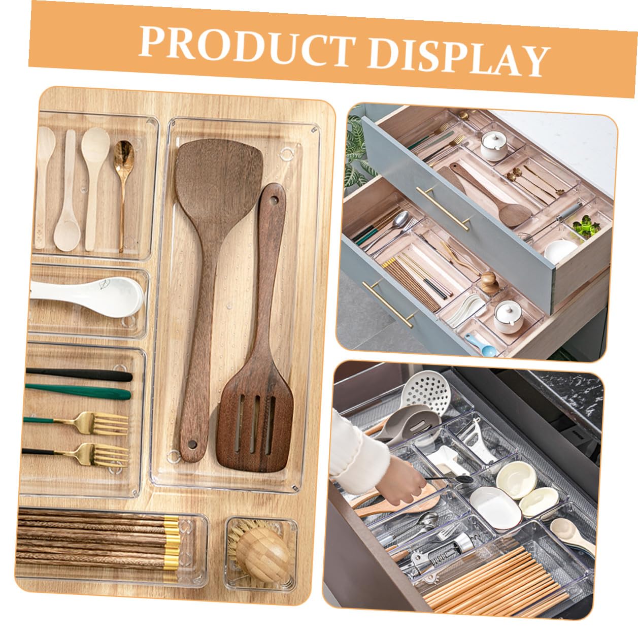 Sewroro Cajas de Almacenamiento Transparentes Bandejas Organizadoras para Maquillaje Joyas y Utensilios de Cocina para Baño y Escritorio