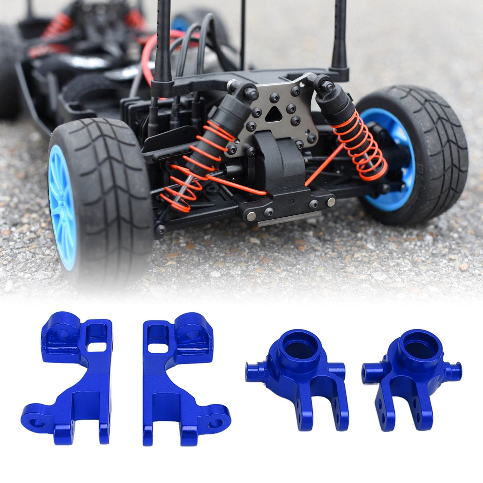 Zestaw bloków C kierownicy MAPHRWZ RC do sań Traxxas, dolna grawitacja ze stopu aluminium, zwiększona stabilność podczas wspinania, odporność na korozję, bezpośrednie części (Niebieski)