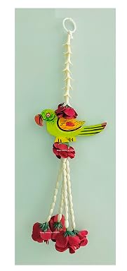 SPHINX Wooden Parrot hangings Artificial Rajnigandha (Tuberose) & Velvet Rose Tassles Clustered Strings Decorative Latkans, Backdrop Hangings for Decorations (Approx 1 ft/12 Inches/30 cms, 5 Pieces)