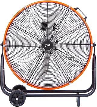 JVO 24 Inch Industrial Floor Drum Fan - 9500 CFM Heavy Duty High Velocity Floor Fan with 8 Blades 3-Speed Big Ass Fan for Warehouse, Garage, Shop, Patios Heavy Duty Shop Fans & Garage Fans for Cooling