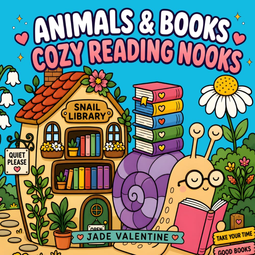 ANIMAL LOVERS Cozy Adult Coloring Book, Bookish Aesthetic Reading Nooks for Teens and Adults,: Cute Libraries, Bookshelves, and Aesthetic Study Spaces ... and Relaxation (COZY BOOKISH NOOKS SERIES)
