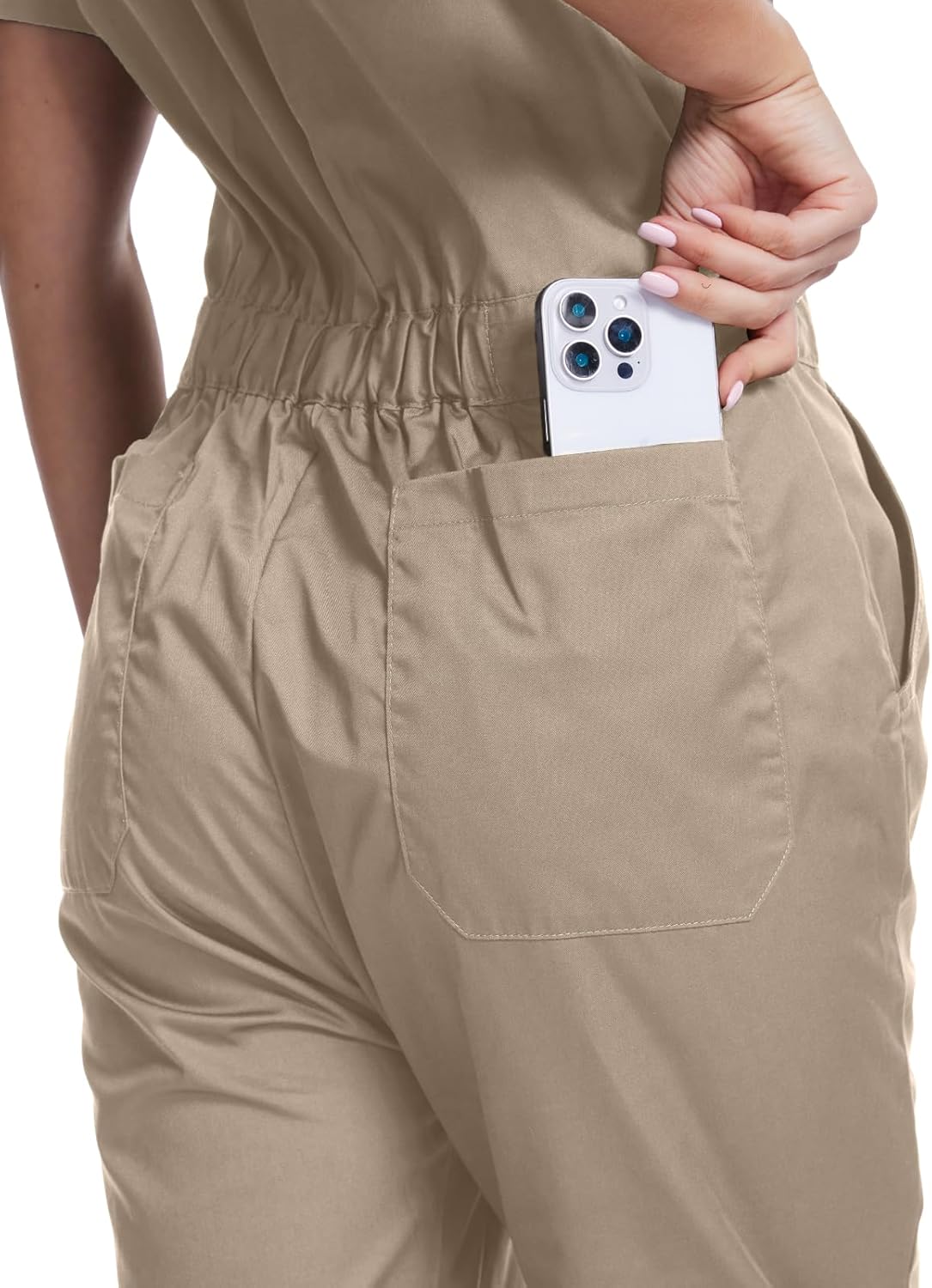 WORK IDEA Women's Short Sleeve Coverall Lightweight Snap-Front Cotton Work Jumpsuit - Image 5