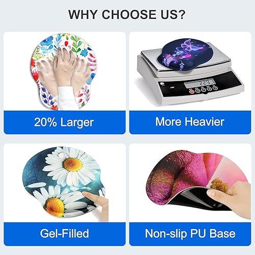 Miniatura 3 de Alfombrilla para mouse + alfombrilla de escritorio + reposamuñecas para teclado + posavasos 4 en 1, bonita alfombrilla de mouse ergonómica grande