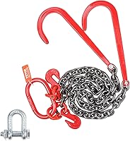 VEVOR G80 V Bridle Chain 3/8" x 3 ft Towing Bridle with 15" J Hooks & Grab Hooks - 7800 lbs WLL for Wreckers & Flatbeds