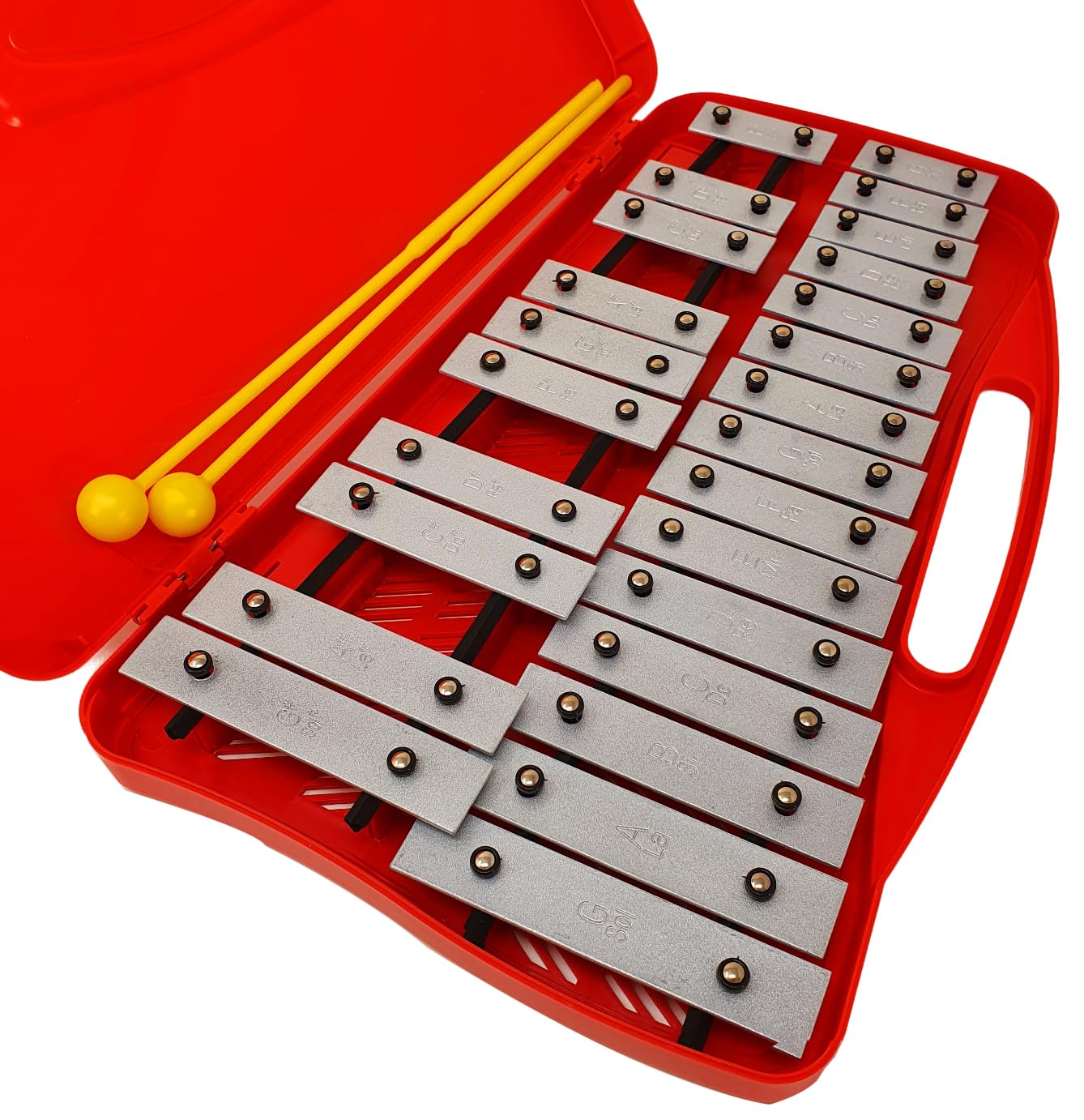 ROCKSTAR - Carrello Xilofono Metalofono 25 Tasti Metallici AG-25N2 Angel 3794, Glockenspiel con astuccio, strumento musicale supervisionato da un adulto
