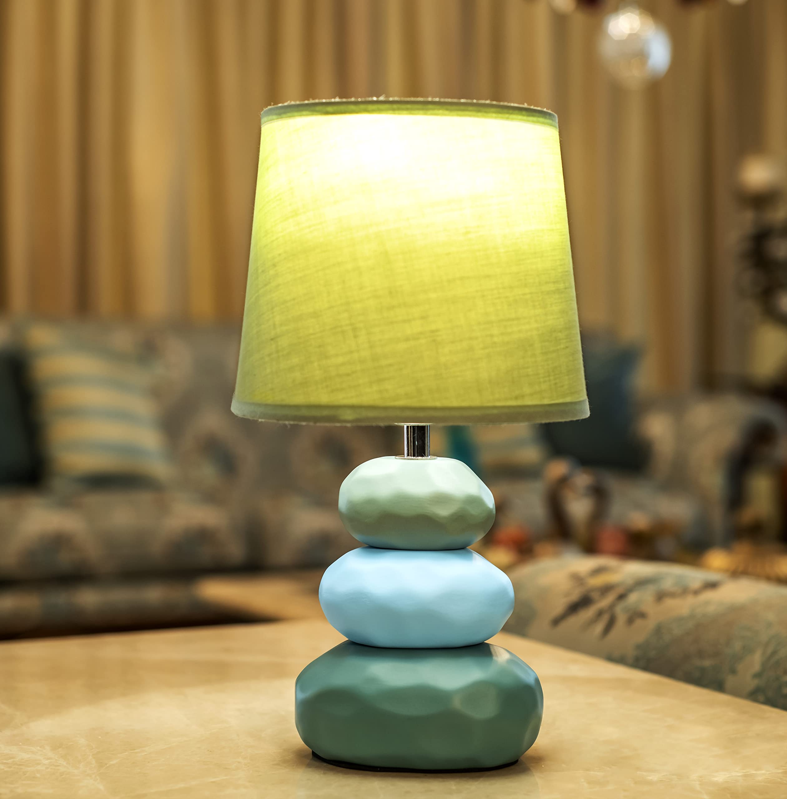 MAGIK Atmosfera Ceramic Decorative Table Lamp (Sea Green) 5 watt (Warm White Bulb) Included, E14 Base for Dining Room, Bedroom, Living Room-image-30
