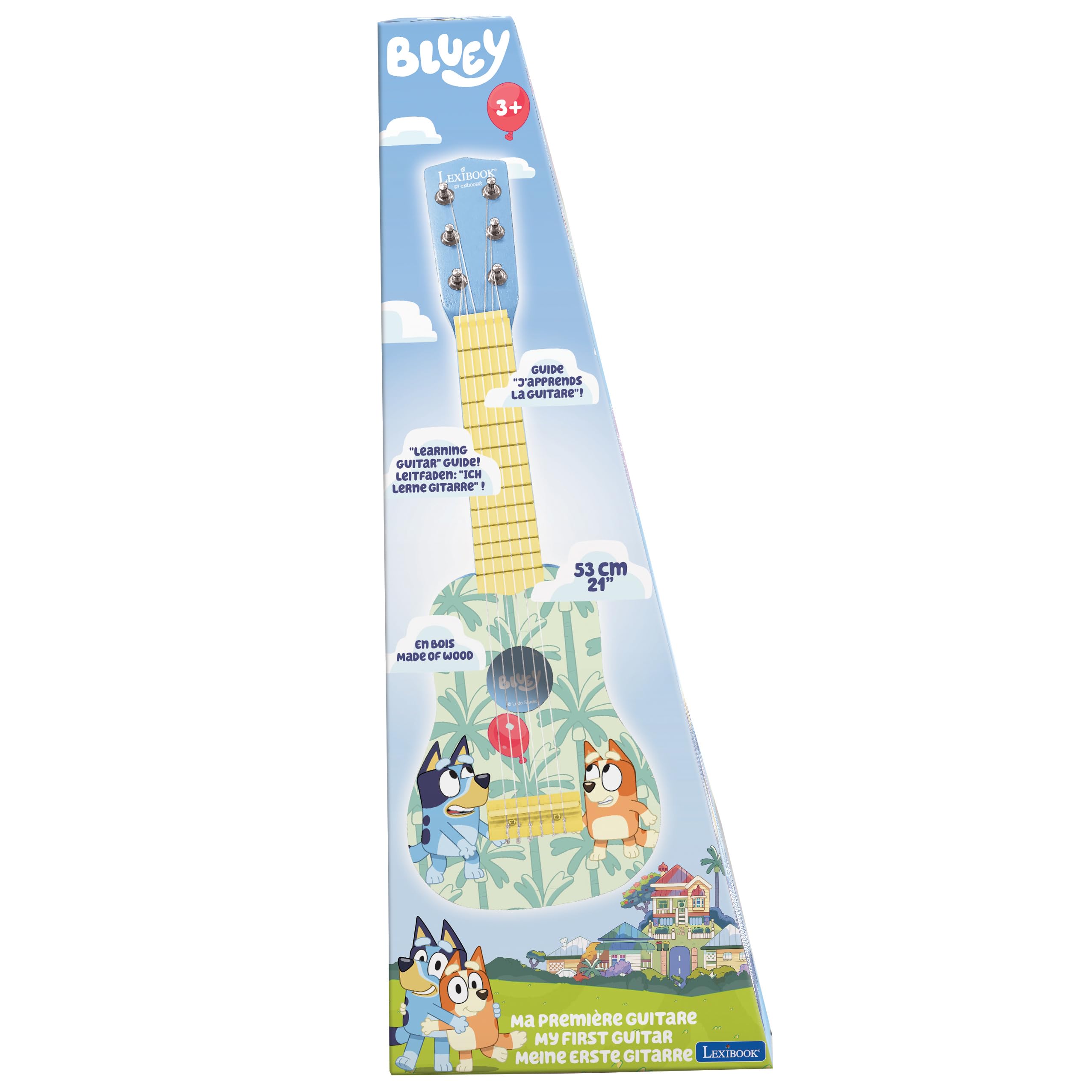 Lexibook, Bluey, La mia Prima Chitarra per Bambini, 6 Corde in Nylon, 53 cm, Guida Inclusa, Blu, K200BYLXB