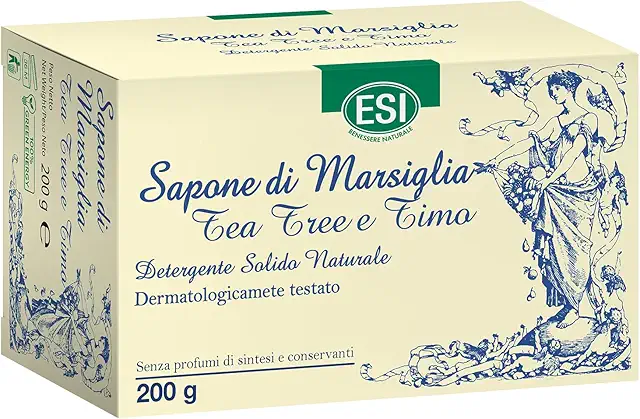 Sapone di Marsiglia Solido ESI con Tea Tree e Timo - Idrata e Protegge Pelle Sensibile 200g