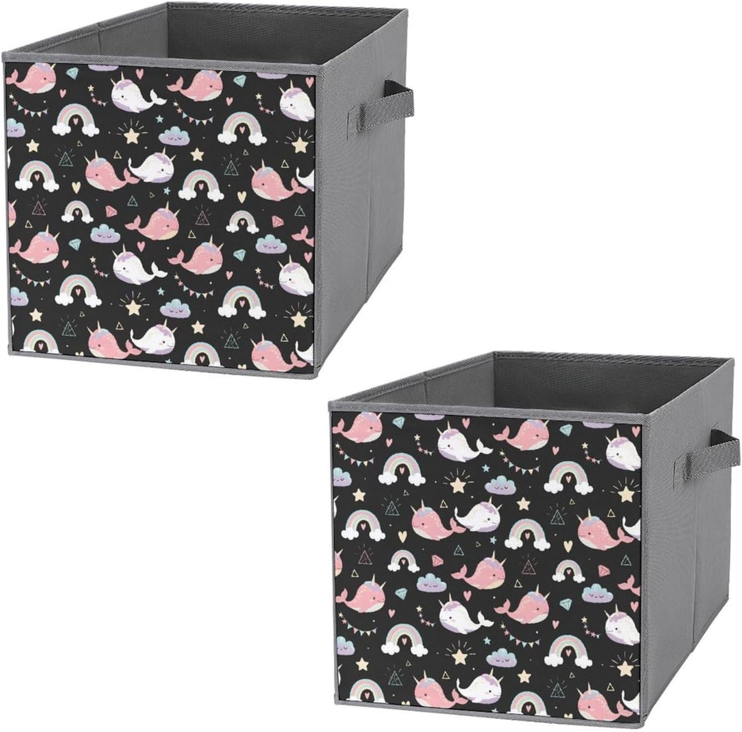 Functional Cube Organizer Bins, Narwhals, Foldable Storage Containers for Bedroom, Living Room, Practical Storage Idea
