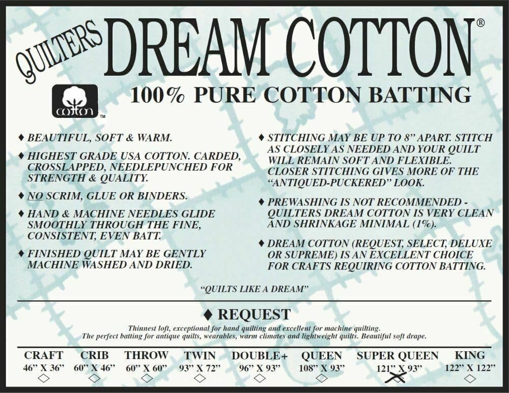 Quilter's Dream Cotton Batting-Natural Request Thin Loft-Super Queen by Quilter's Dream Batting