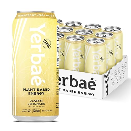 Yerbae Energy Beverage Latas de 16 onzas (limonada clásica, 16 onzas líquidas (paquete de 12))