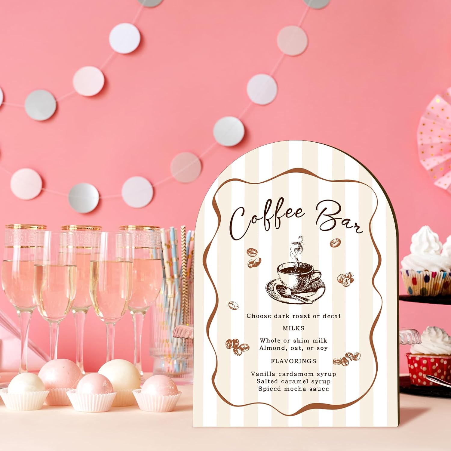 Coffee Bar Wooden Sign, Tabletop Decor for Cafe Beverage Station Home Farmhouse Kitchen and Office, Wedding Bridal Baby Shower Reception Birthday Retirement Graduation Party Decorations image 3