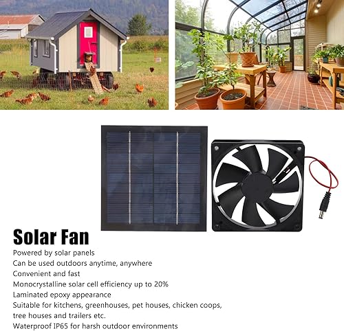 Miniatura 2 de Luqeeg Mini ventilador alimentado por panel solar, impermeable, panel solar de 20 W y kit de ventilador de escape para gallinero, casa de perro,