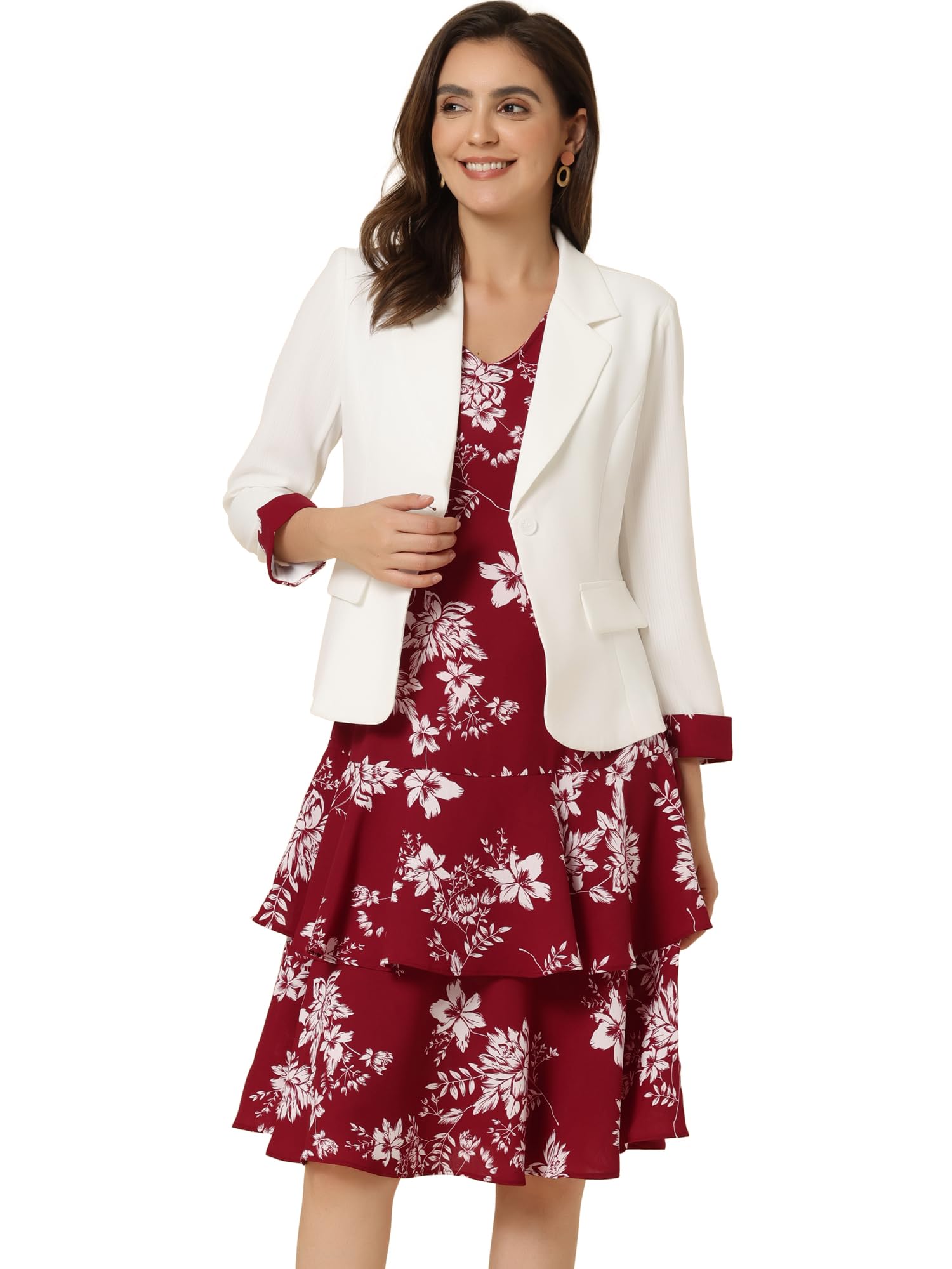 Allegra K Women's Suits 2 Piece Dress Set Business Casual Suit Dresses