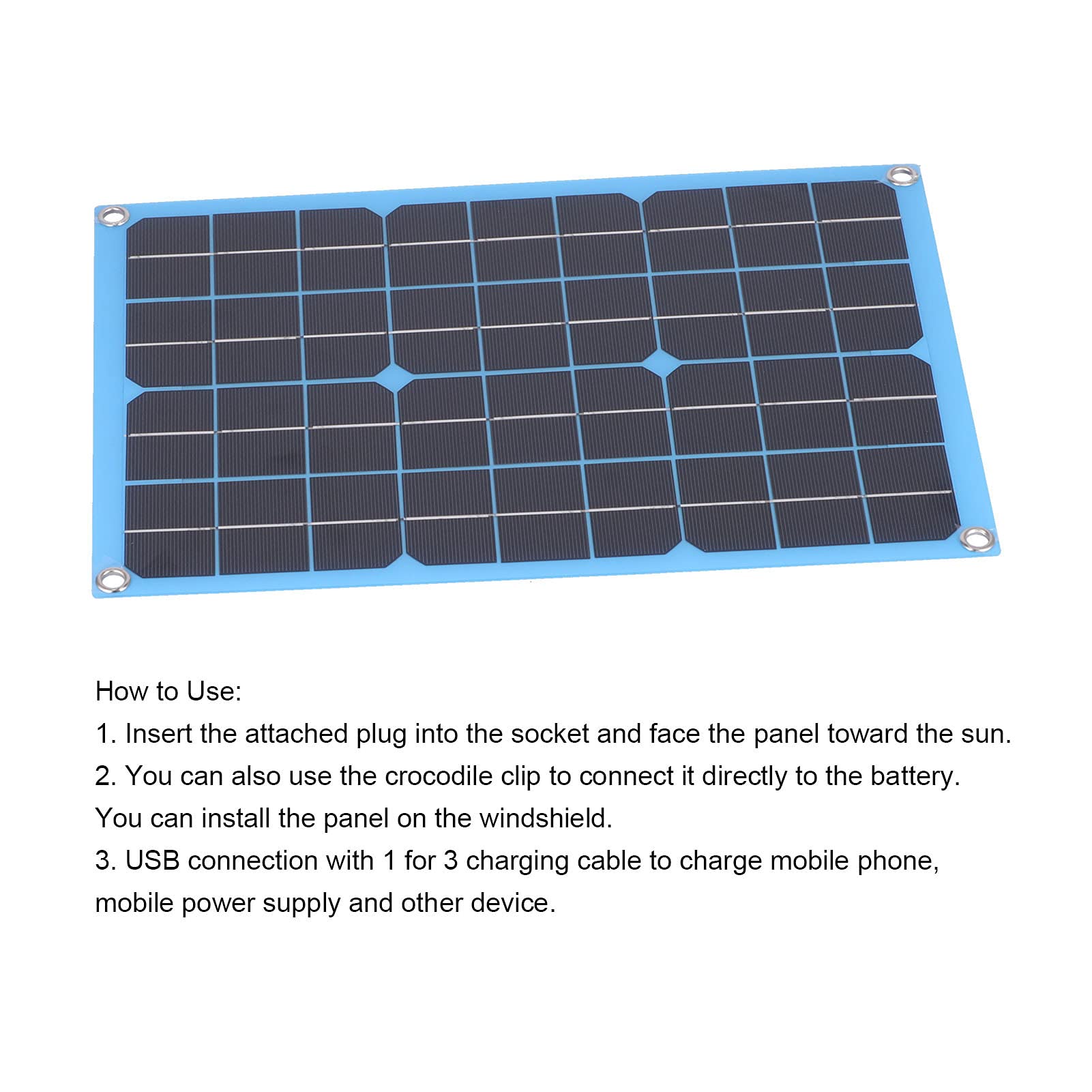 Monokrystaliczny silikonowy panel słoneczny 20 W, przenośna ładowarka USB, wysoka wydajność konwersji, z interfejsami USBDC, do smartfonów, tabletów, baterii