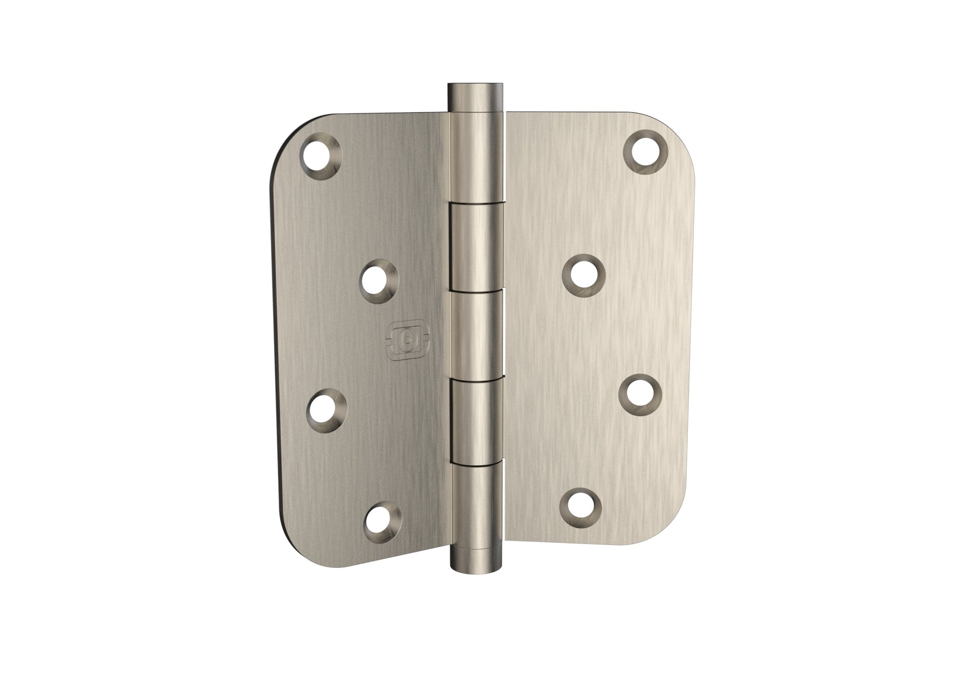 1 Pack OMNIA 4 x 4 Extruded Solid Brass Door Hinge 5/8" Radius Corner with Button Tip US15 (Satin Nickel)