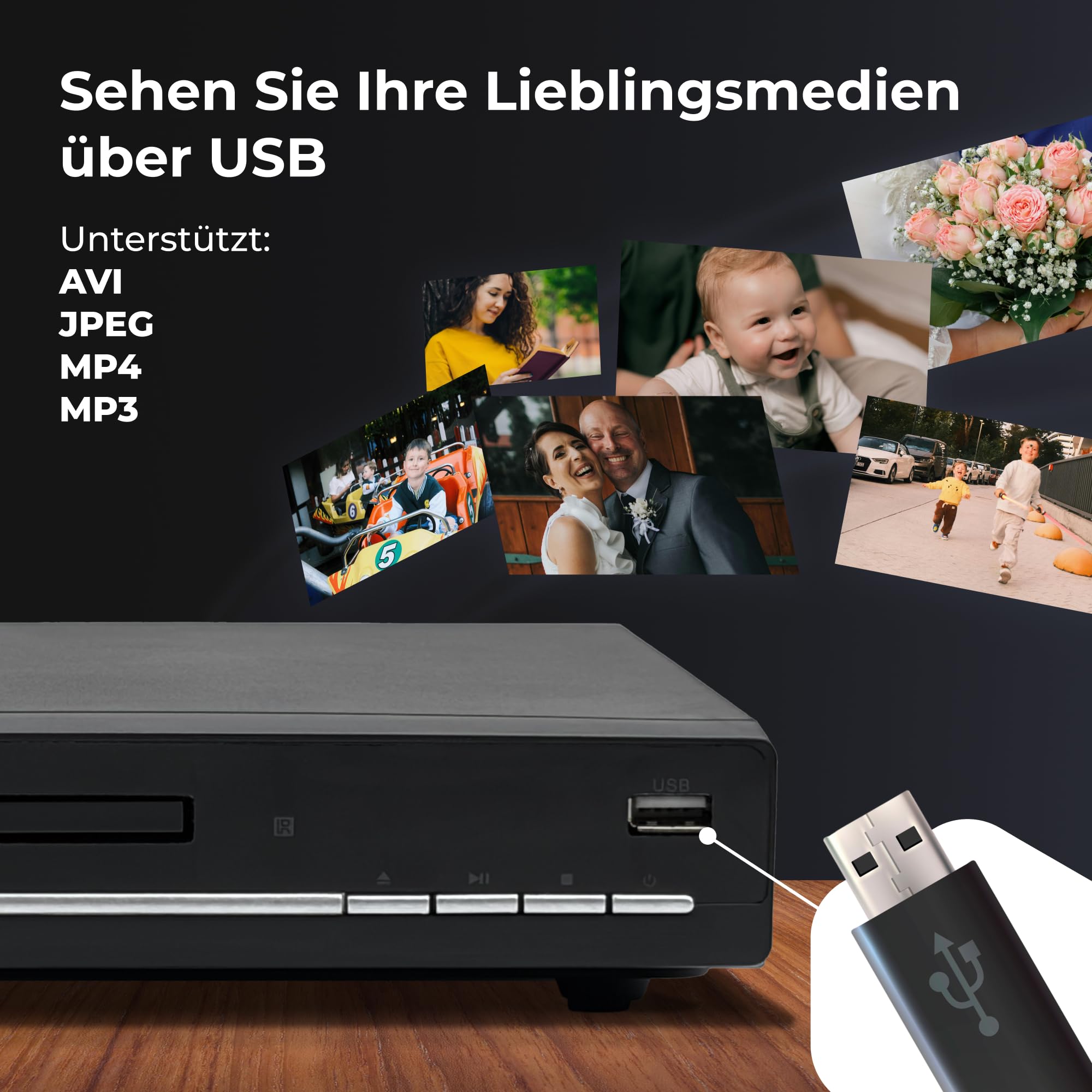 Denver DVH-7787MK3 DVD Player – Region-Free mit HDMI, Scart & USB-Verbindung – 1080p Upscaling Dolby Digital Sound & Fernbedienung