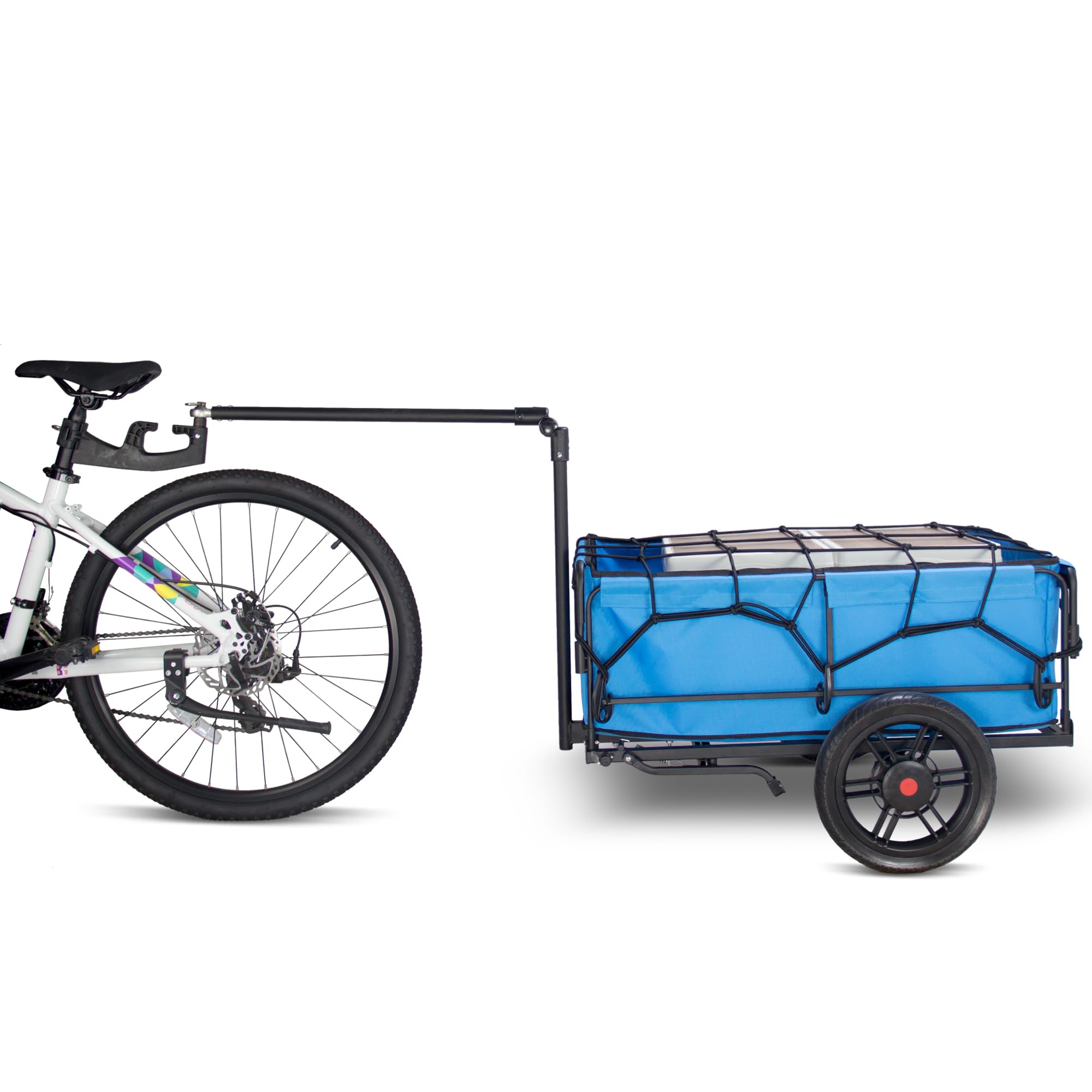 Tmz Remorque de vélo avec plate-forme de support de 125 l, remorque avec attelage, remorque pour vélo 50/120 kg, chariot avec pneus amovibles, cadre pliable, autocollants réfléchissants