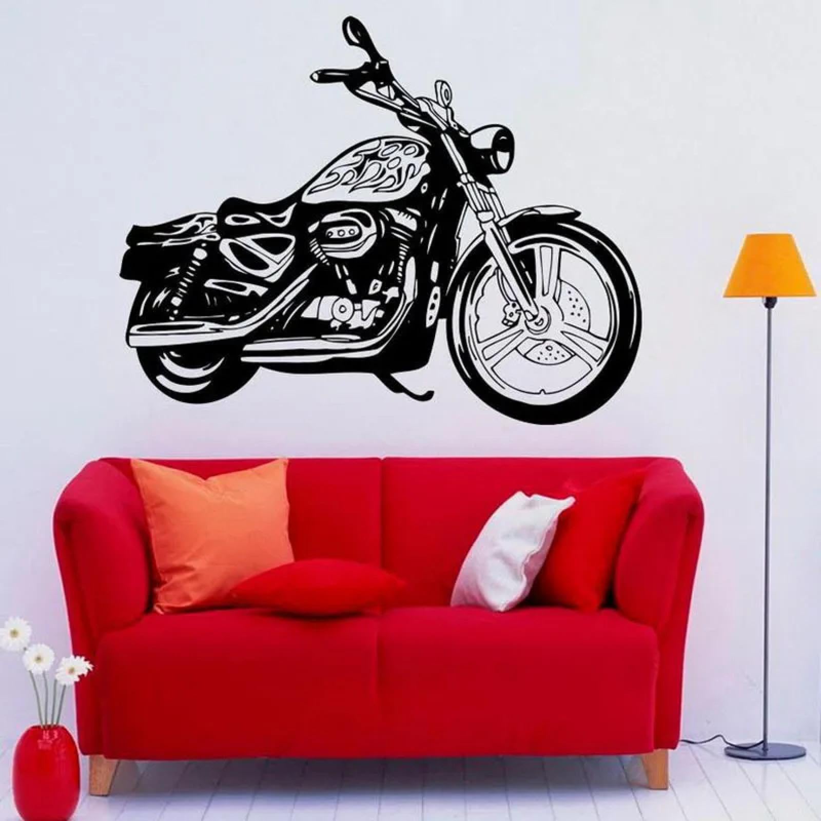 Motorcycle wall Sticker Racing Vinyl Sticker Boy's Bedroom Garage Home Decor Creative Wallpaper Decal/Black