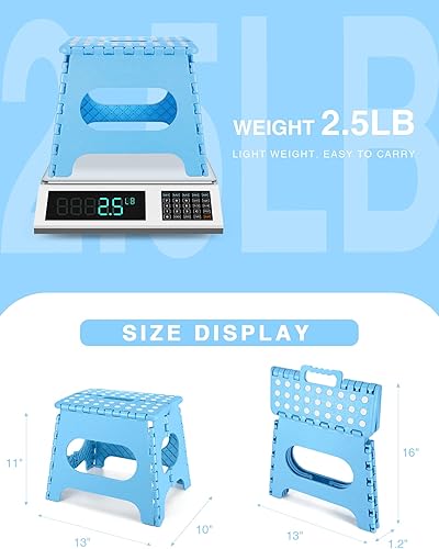 Miniatura 163 de Dyforce Taburete plegable de 9 pulgadas, taburete para niños, taburetes resistentes para adultos, taburetes de pie compactos, taburetes ligeros para
